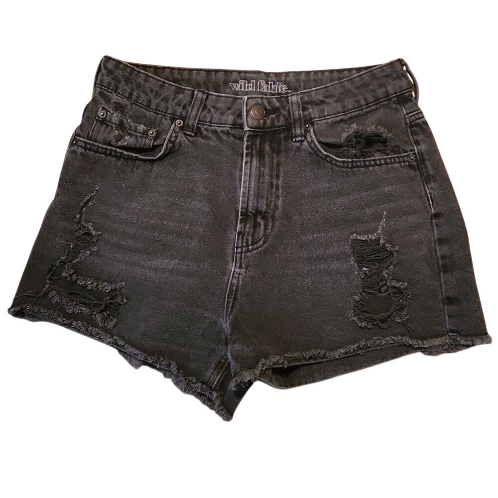Wild Fable women's size 4 black denim high rise cut off distressed shorts